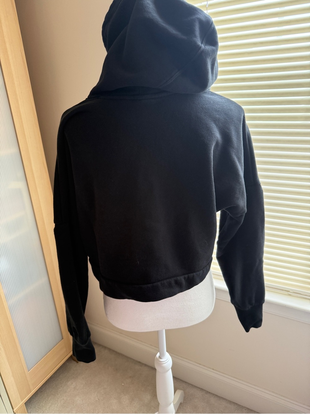 adidas Black and White Large Logo  Cropped Hoodie - Picture 5 of 11